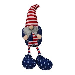 Patriotic Plush Gnome with Star 18" Shelf or Table Party Decor